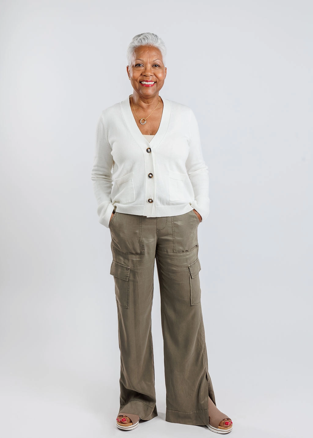 Caracas Stretch Cupro Wide Leg Cargo Pants - Oak Active Look All Use