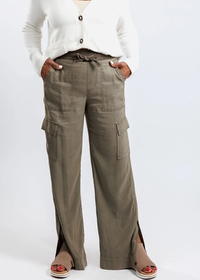 Caracas Stretch Cupro Wide Leg Cargo Pants - Oak Lightweight insulation Contoured Panel Design