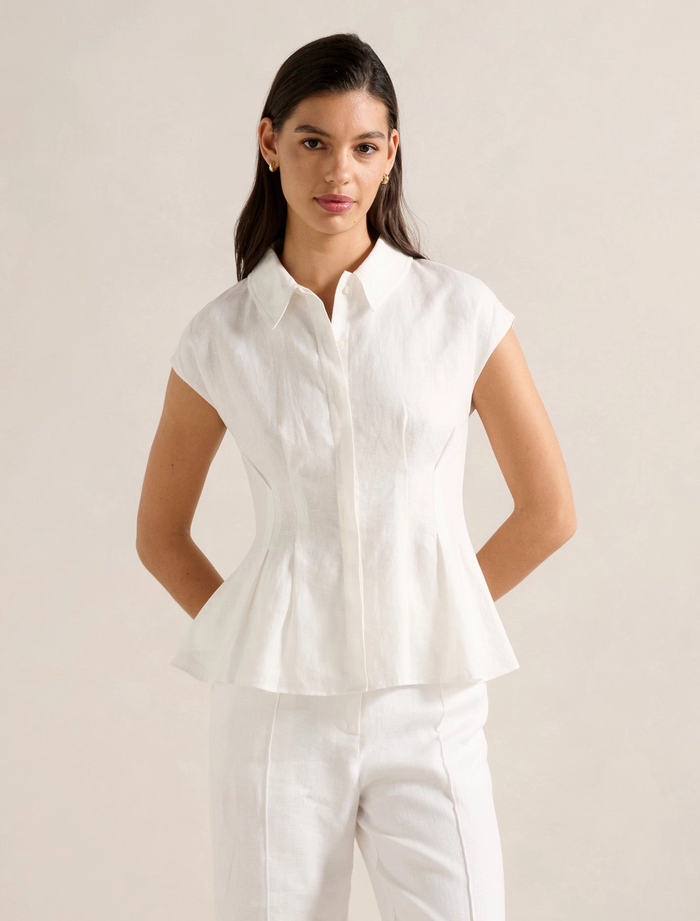 Carina Pleated Shirt Yarn Dyed Pattern Cloth EasyCareFabric