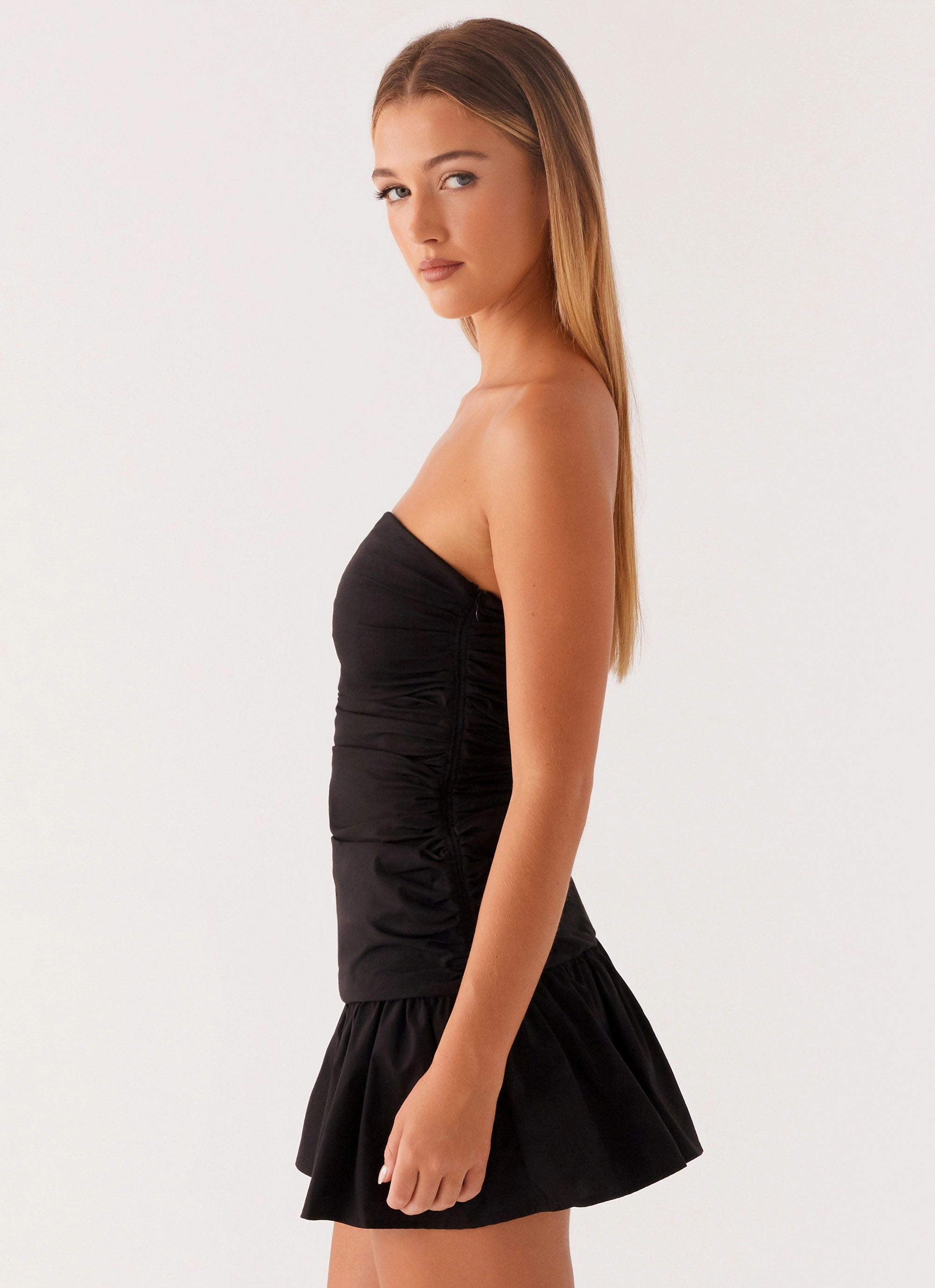 Stretchable Carmel Mini Dress - Black