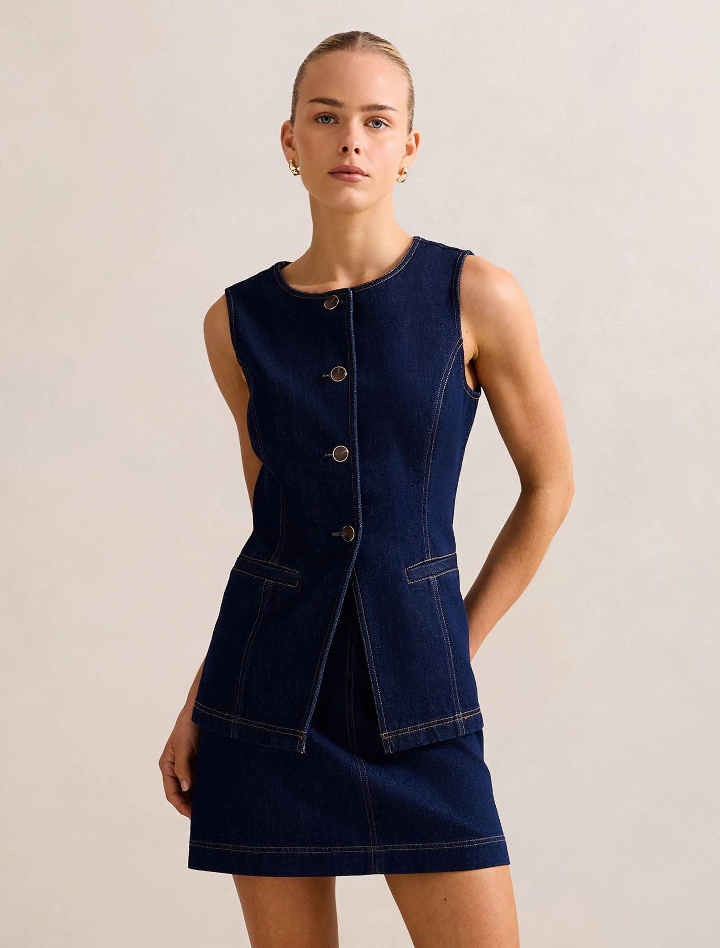 Cassie Denim Waistcoat AdjustableHem