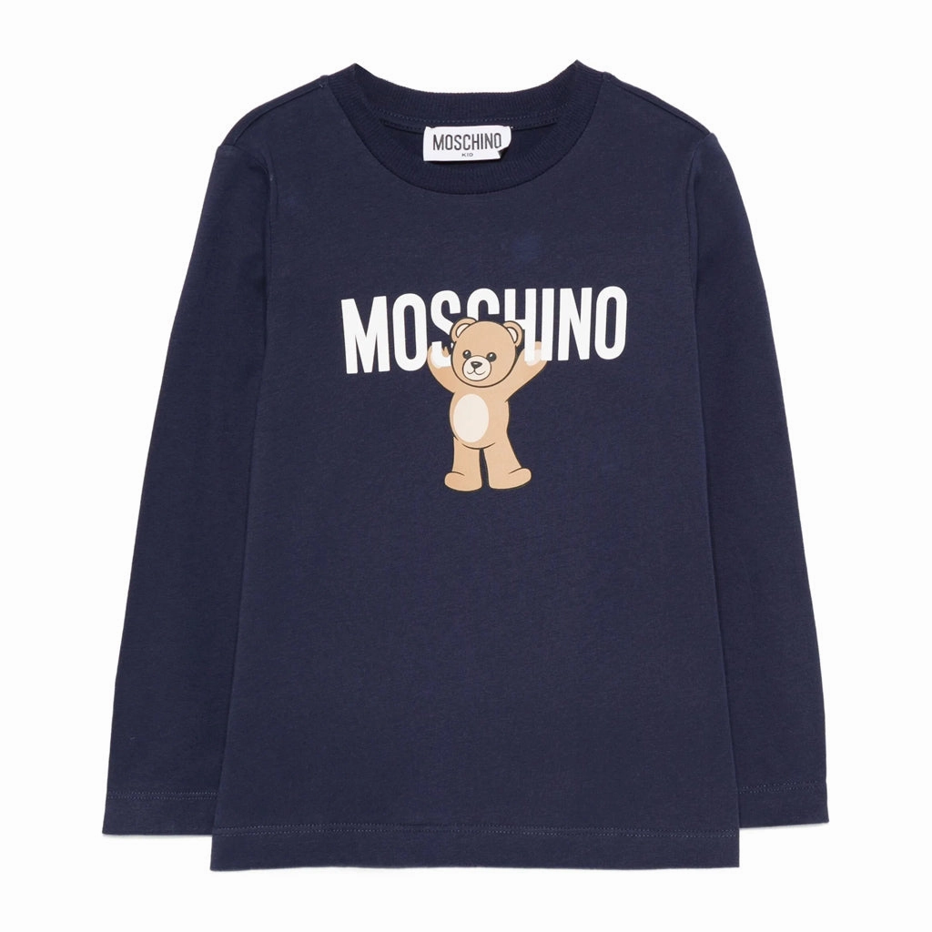 Moschino Kids Teddy Logo T-shirt Versatile Layering Piece Anti-pilling