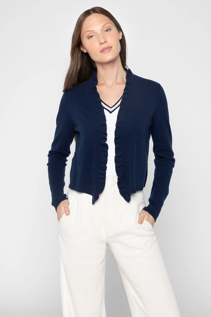 Ruffle Trim Cardigan Relaxed Comfort Design Eco Friendly Material