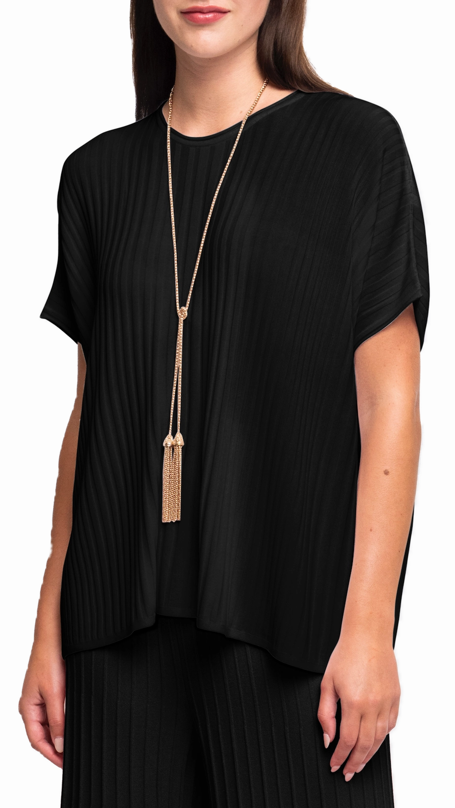 Backpacking Trip Customizable Option Erika Loose-Fitting Wide Rib Knit Drop Shoulder Top; Black