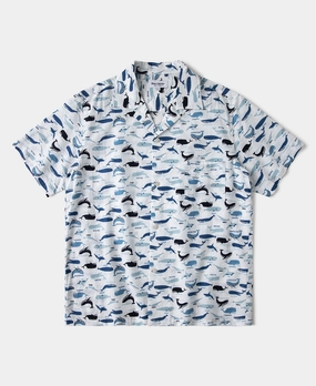 Traveler??s Choice Marine Life Printed Seersucker Short Sleeve Camp Shirt - White