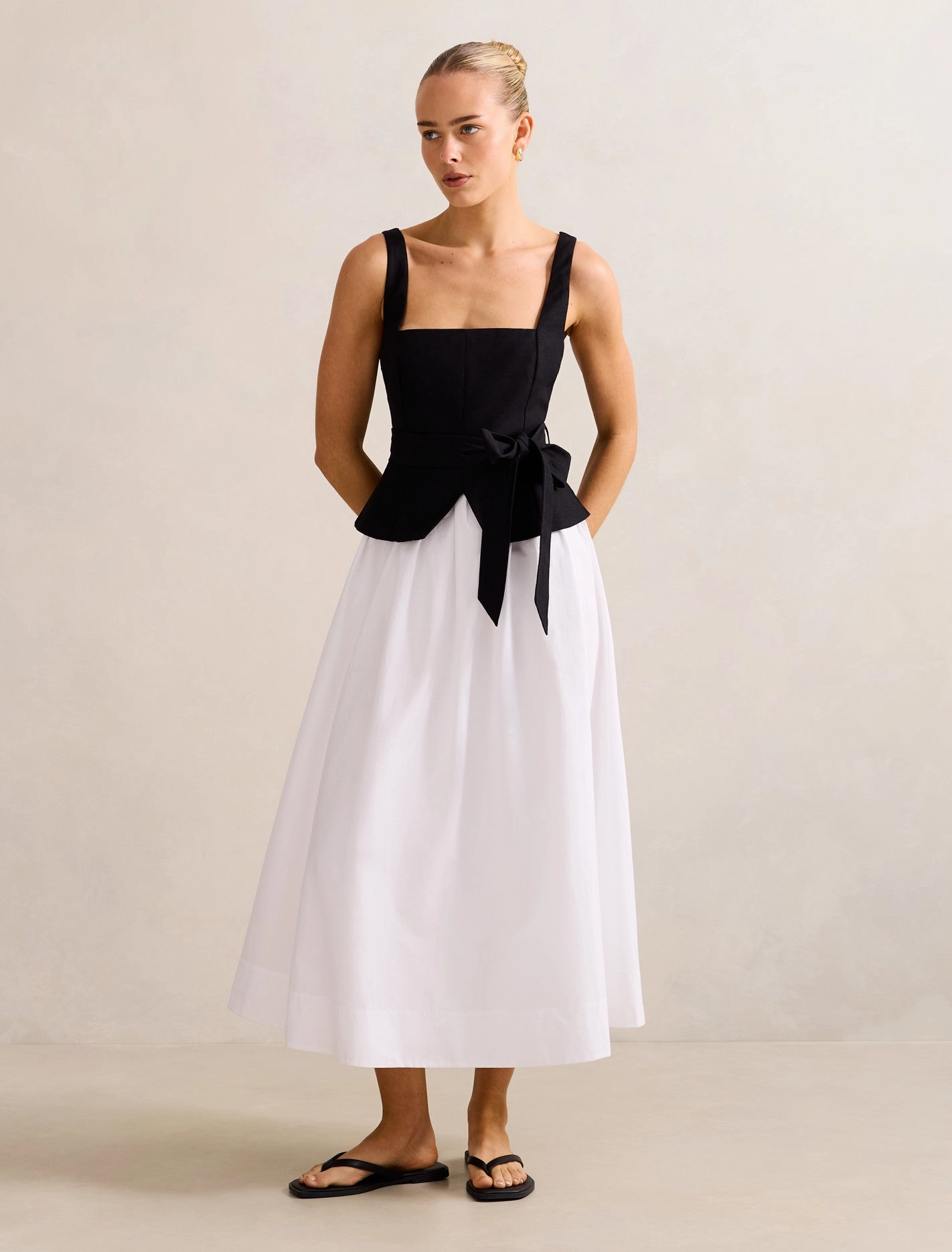 Back-Pocket Celina 2 In 1 Linen Cotton Midi Dress