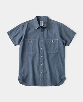 Unique Design Dynamic Design Chambray Short Sleeve Work Shirt