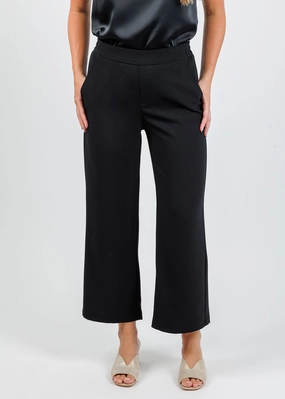 Chiara Crop Floating Crepe Pants - Black Casual Flex