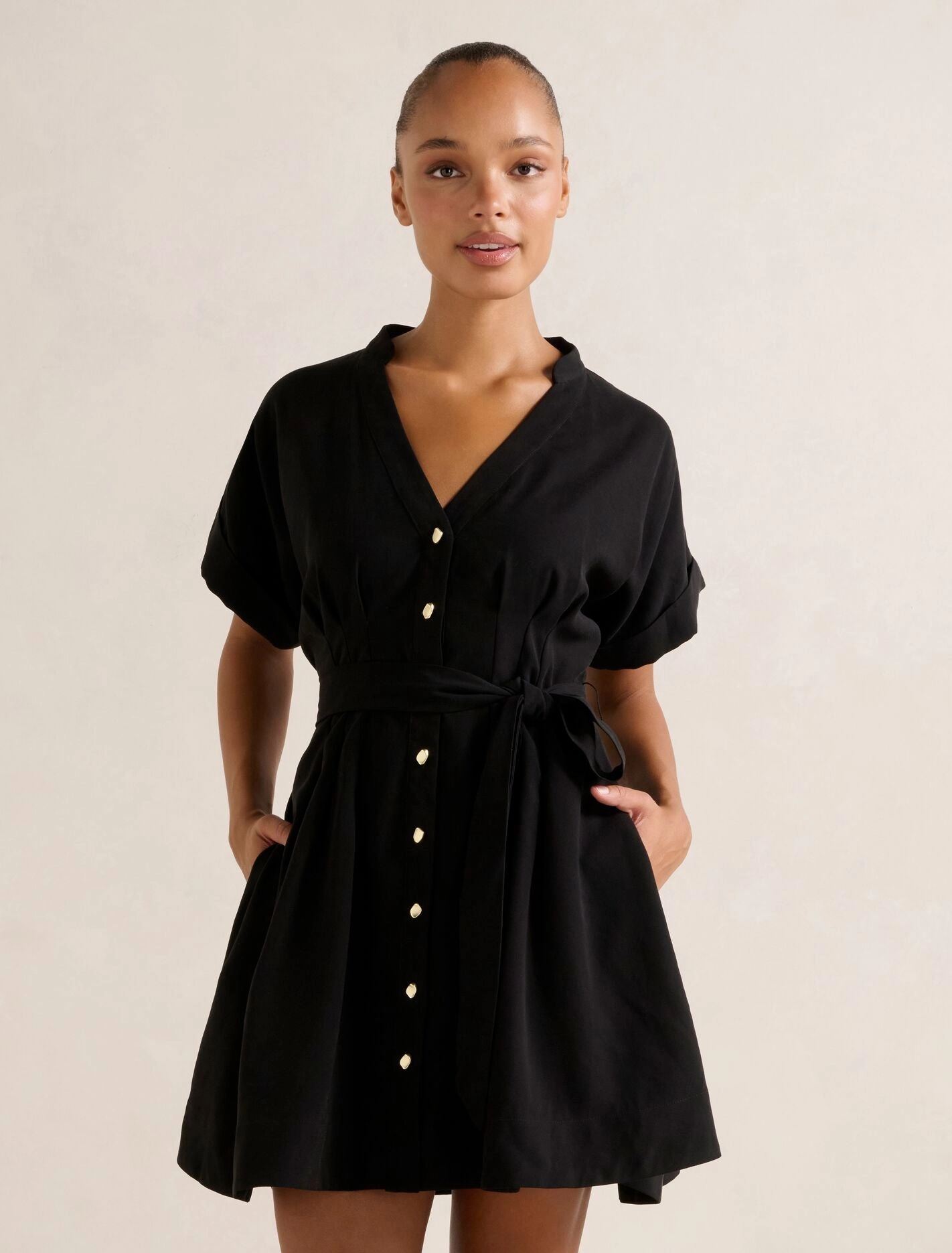 Flowing Fit Brydie Belted Mini Dress