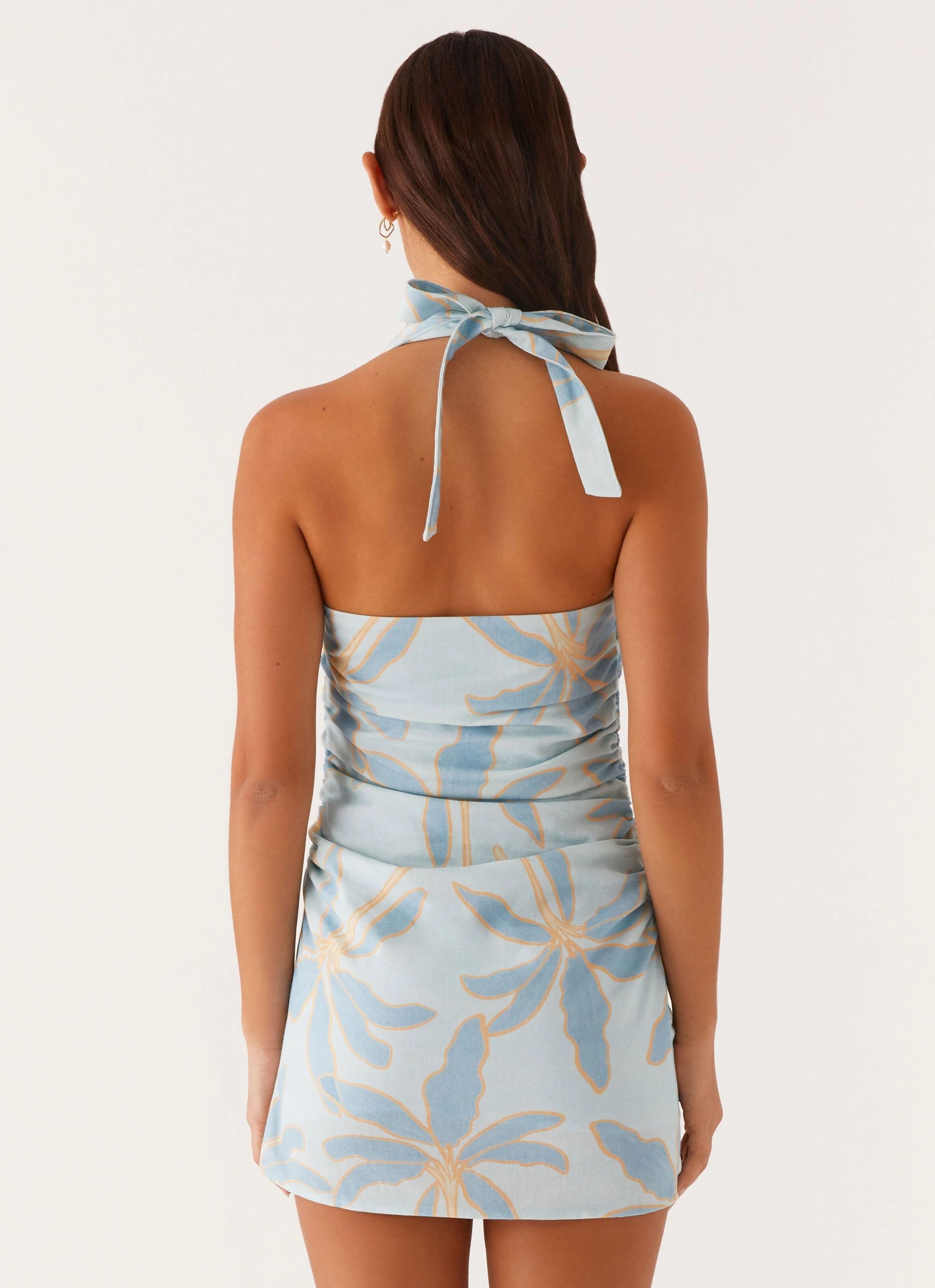 Annalissa Linen Mini Dress - Opulent Blue Cotton Skin Polished Appearance