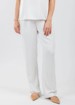 Matte Crepe Straight Leg Pant - White All-day Comfort