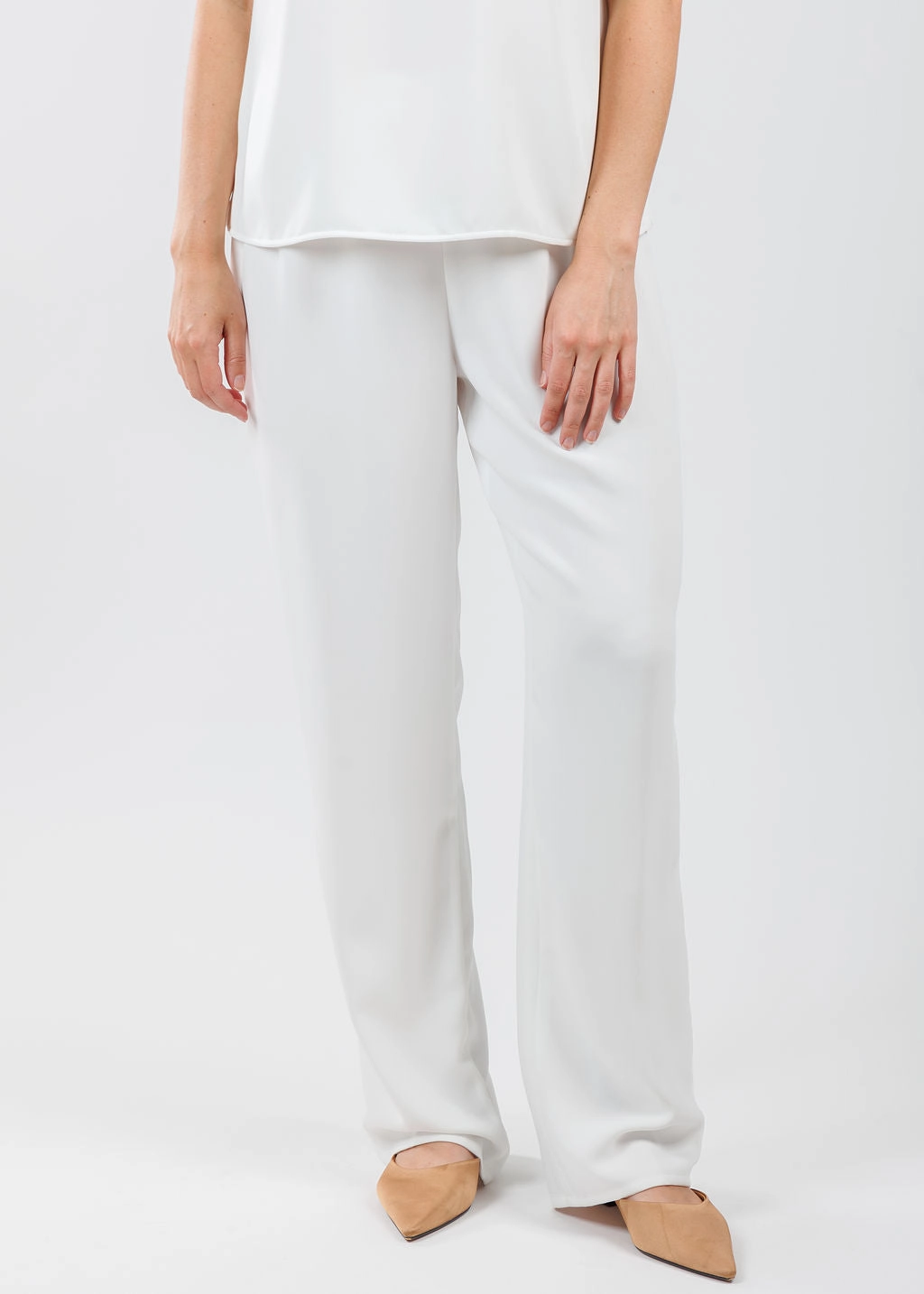 Matte Crepe Straight Leg Pant - White All-day Comfort