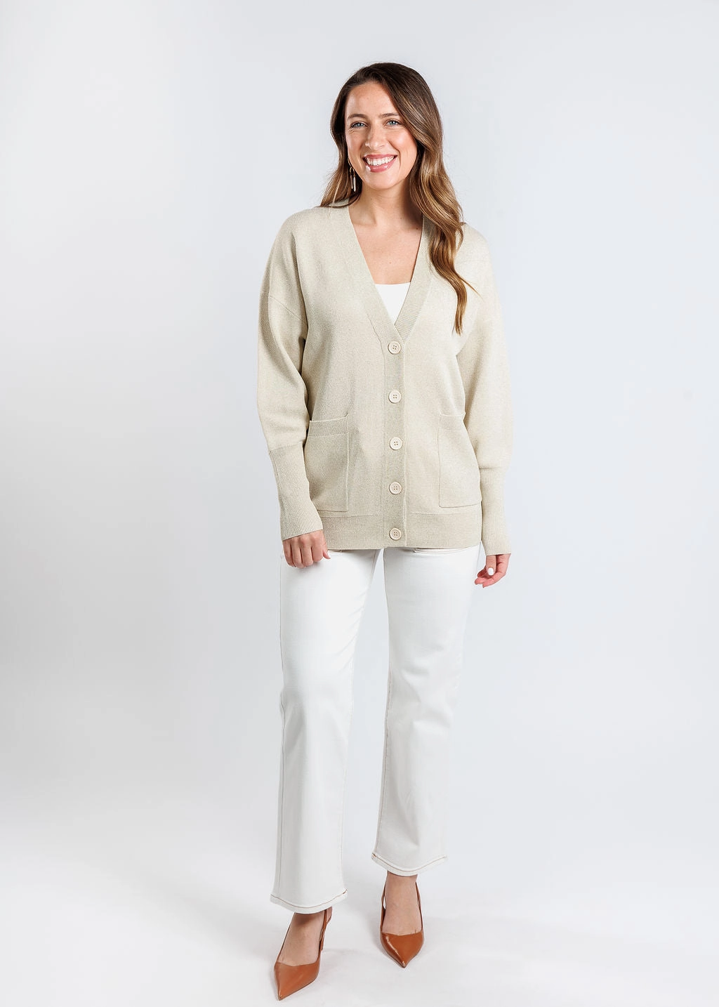 Aspen Lurex Cardigan - Gold Everyday Layers