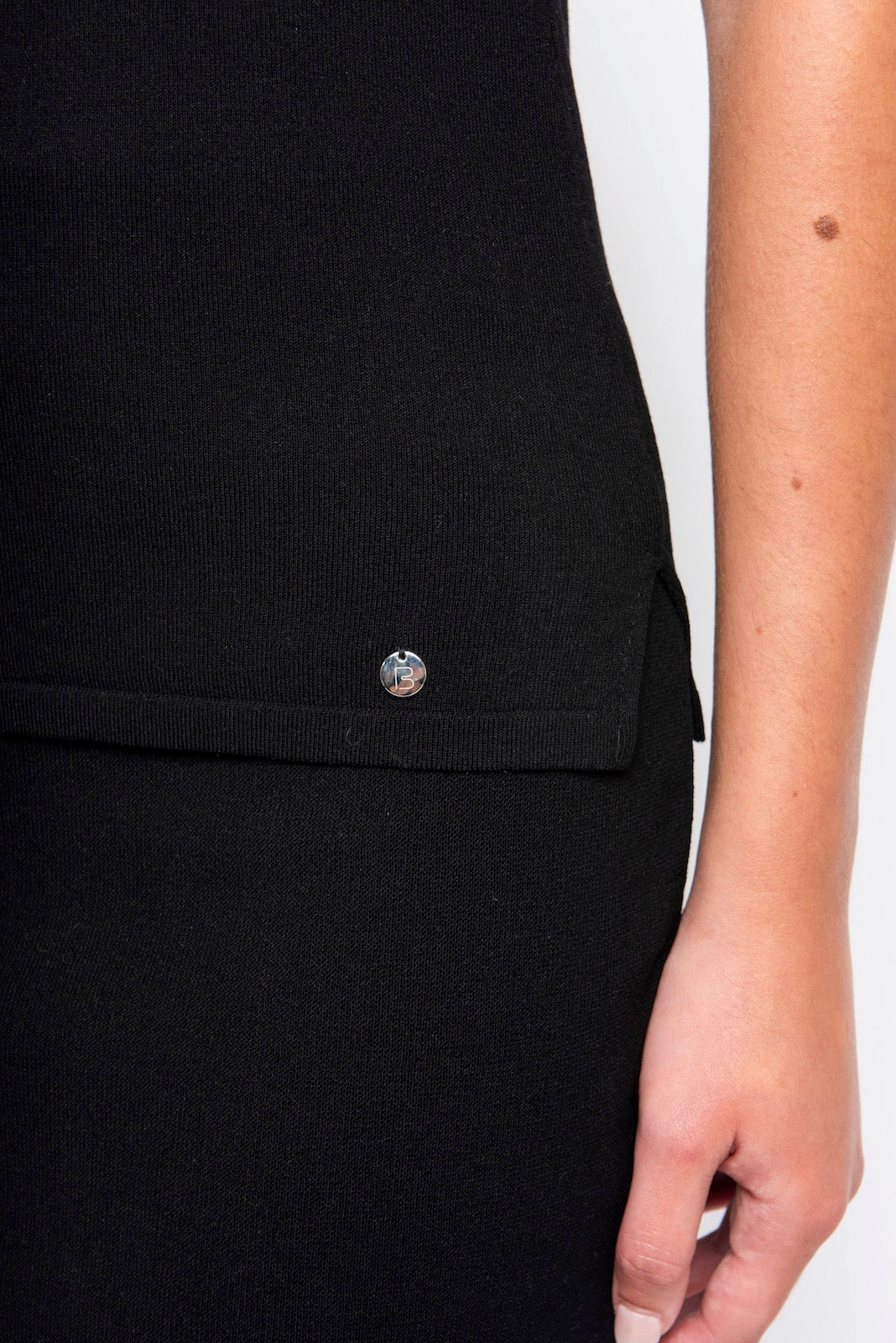 Metallic Finish Embellished Neckline Clara Tank Top - Black