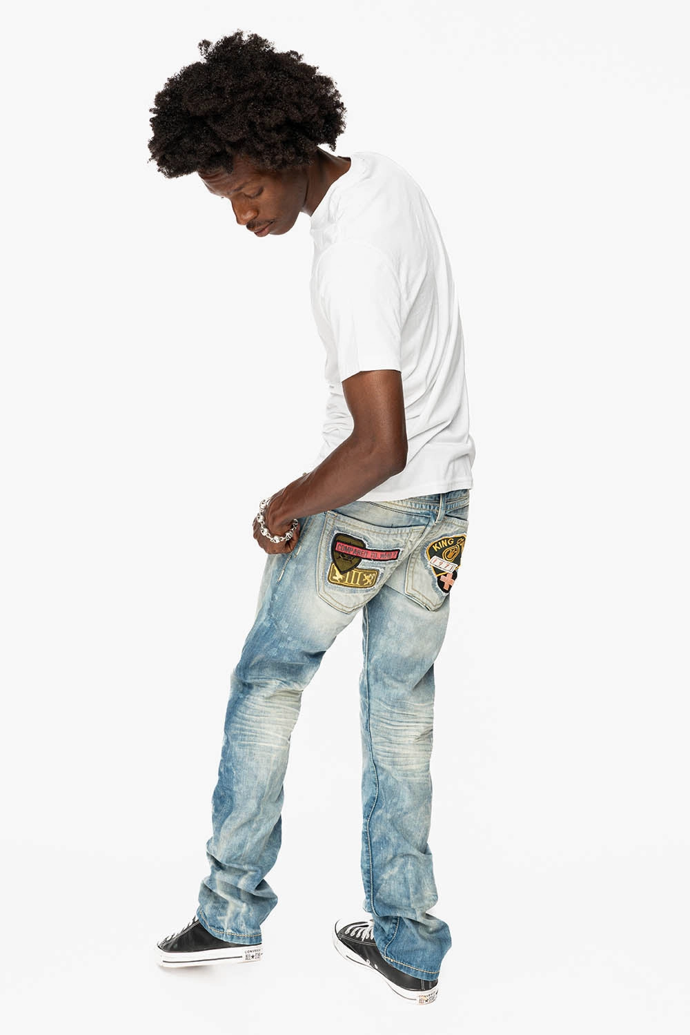 CLASSIC 5 POCKET STRAIGHT LEG JEANS LIMITED EDITION IN AQUARAMA WASH WITH PATCH Easy Pair