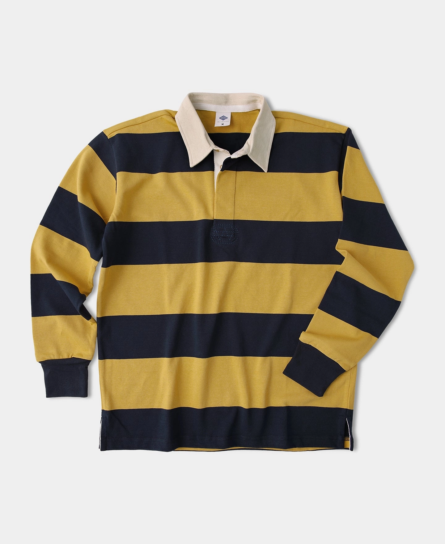 Classic Fit Striped Jersey Rugby Shirt - Yellow/ Navy High Density Weave Durable Colorfast Finish