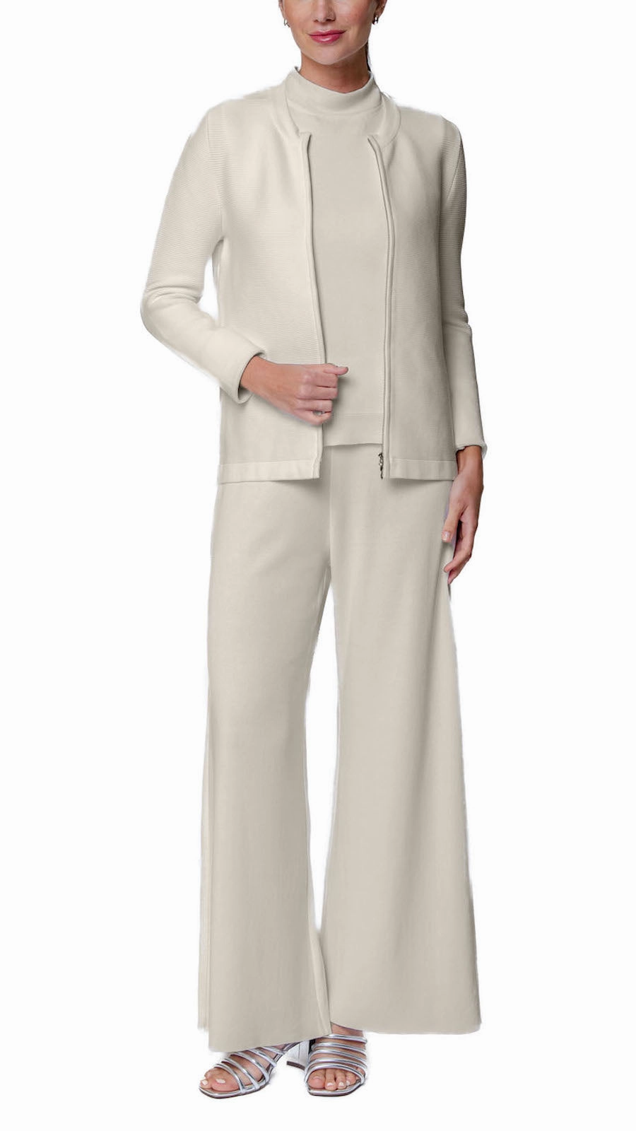 Meg Ripple-Knit Jacket - Beige Travel Must Effortless Travel Wear