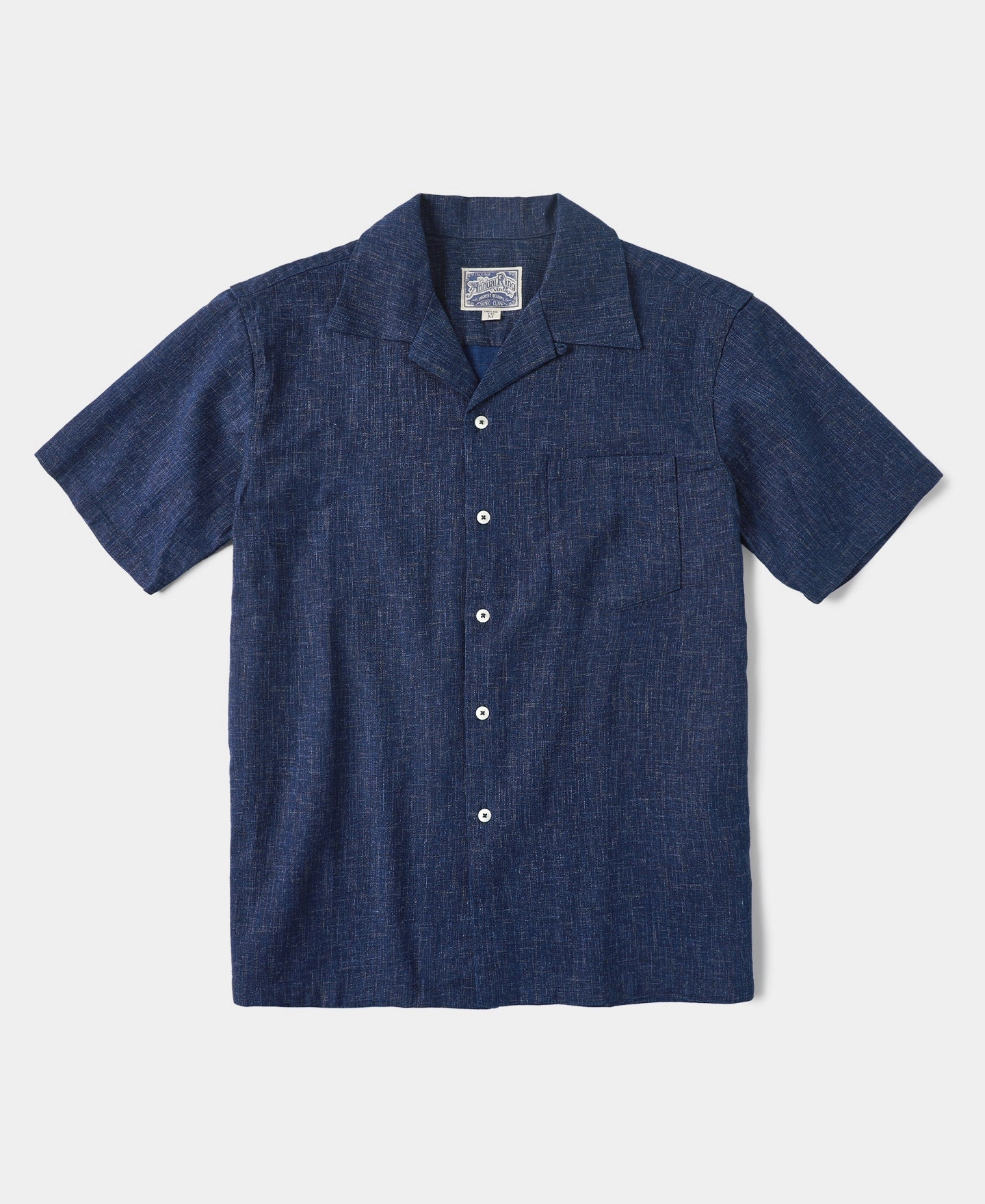 Flexible Shoulder Panels Weekend Adventure Classic Indigo Print Open Collar Shirt