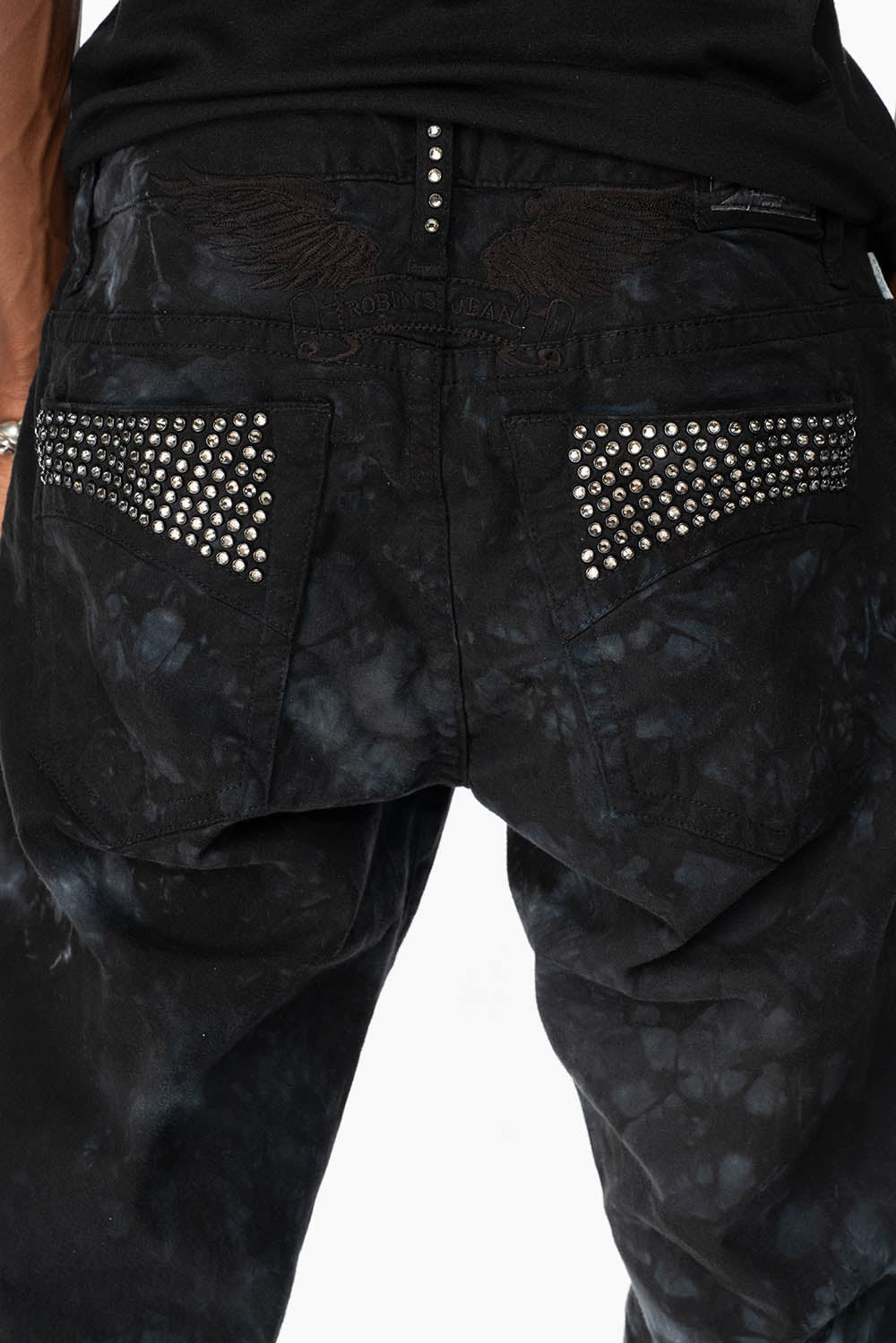 Movement Friendly CLASSIC STRAIGHT LEG JEANS IN ASTRO BLACK WASH EMBELLISHED WITH BLK DIAMOND CRYSTALS