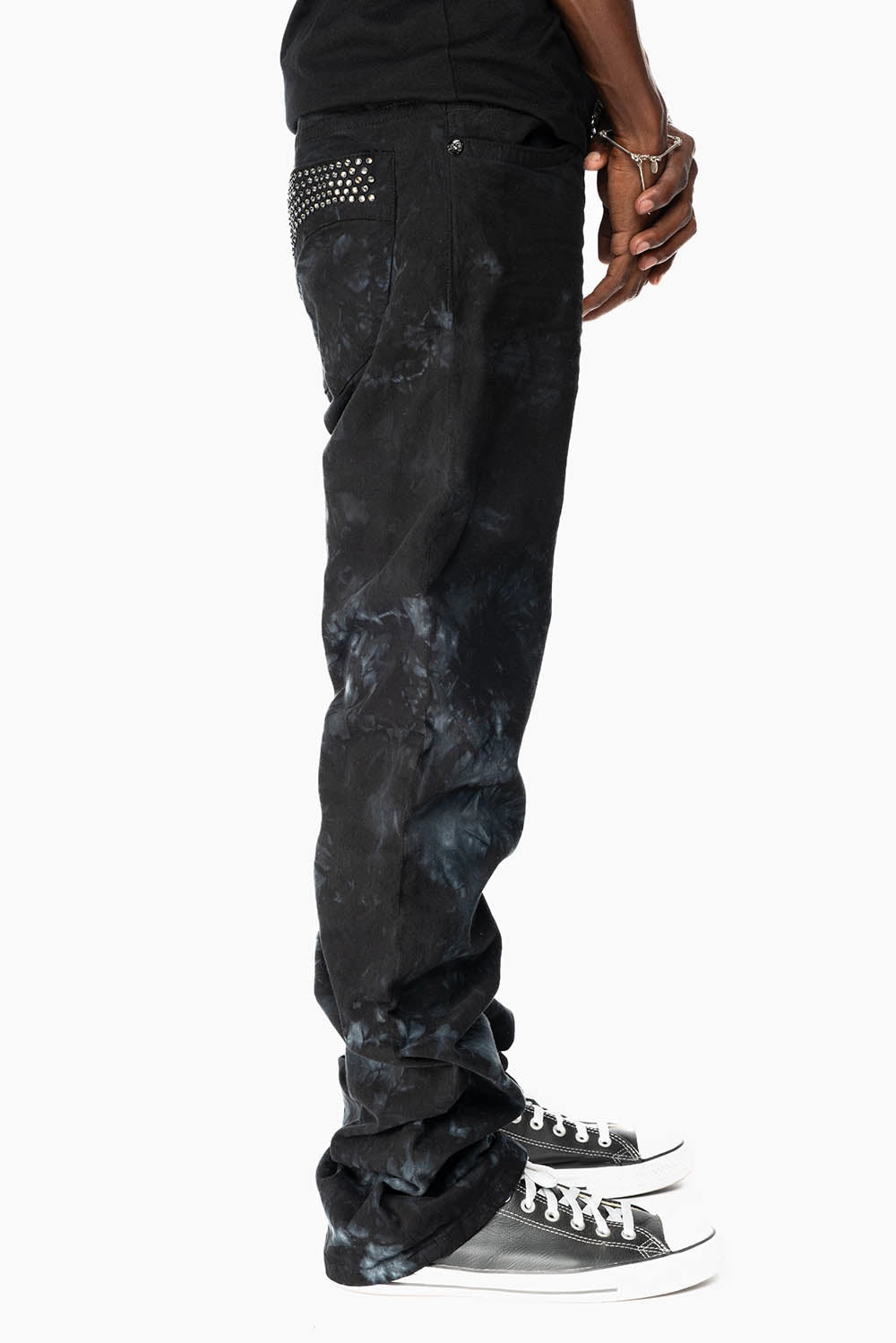 Wardrobe Classic Casual Element CLASSIC STRAIGHT LEG JEANS IN ASTRO BLACK WASH EMBELLISHED WITH BLK DIAMOND CRYSTALS