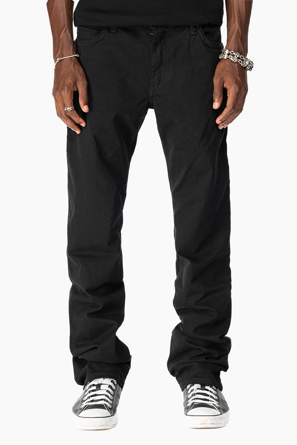 Office Wear Couple Look Work Ready CLASSIC STRAIGHT LEG JEANS IN  BLACK WASH EMBELLISHED WITH STUDS & CRYSTALS