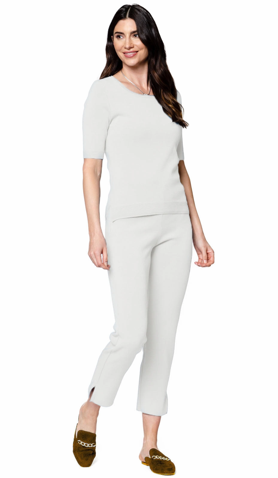 Angie Short Sleeved Top - Winter White Breathable Lining