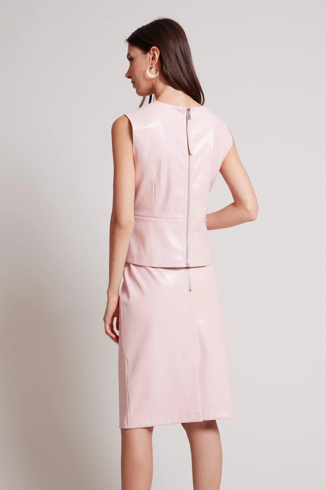 Fresh Vibe Easy Layers Reese Vegan Leather Pencil Skirt - Soft Pink