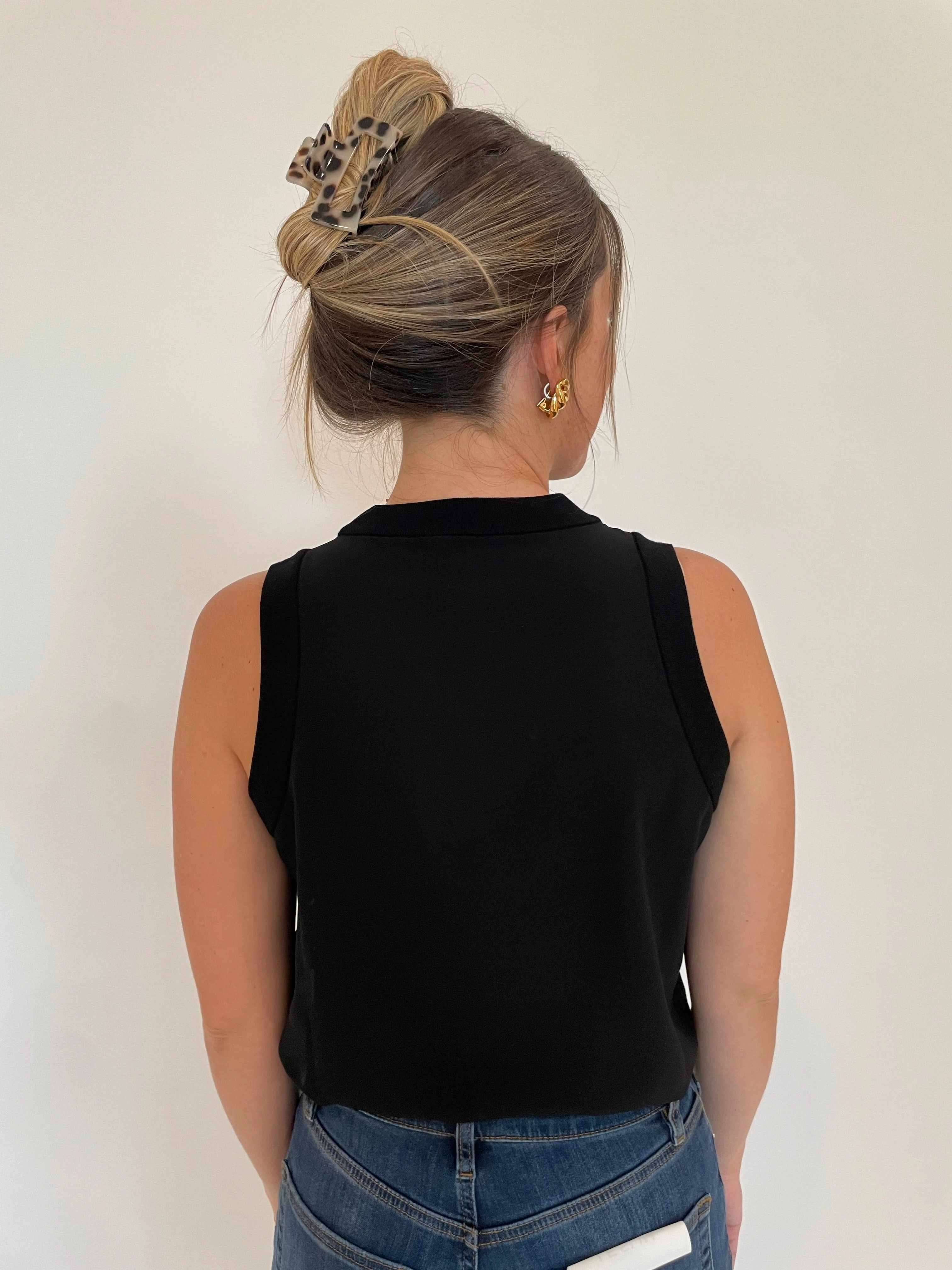 Georgette Sorona Tank Top - Black Bold colors Subtle patterns