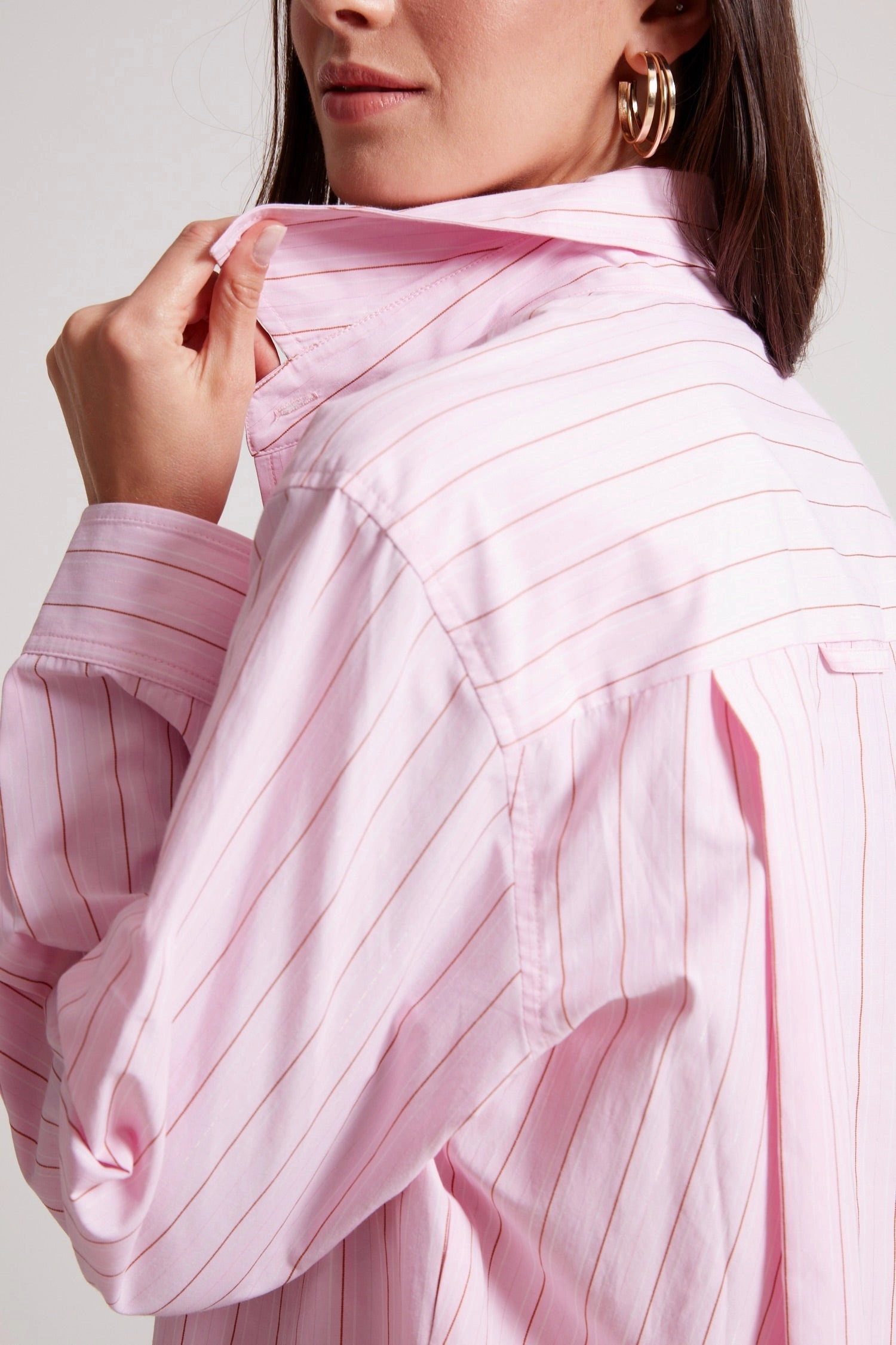 checkered pattern Casual Elegance Kean Boyfriend Striped Button Down Shirt - Pink-a-boo