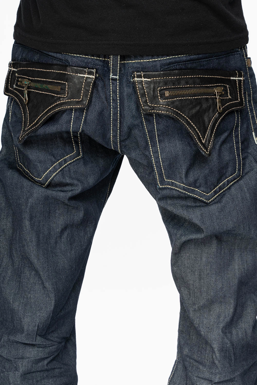 CLINT W/BLACK LEATHER ZIPPER  FLAPS IN RINSE WASH Traveler Gear Nature Lover Night Out All-day Comfort