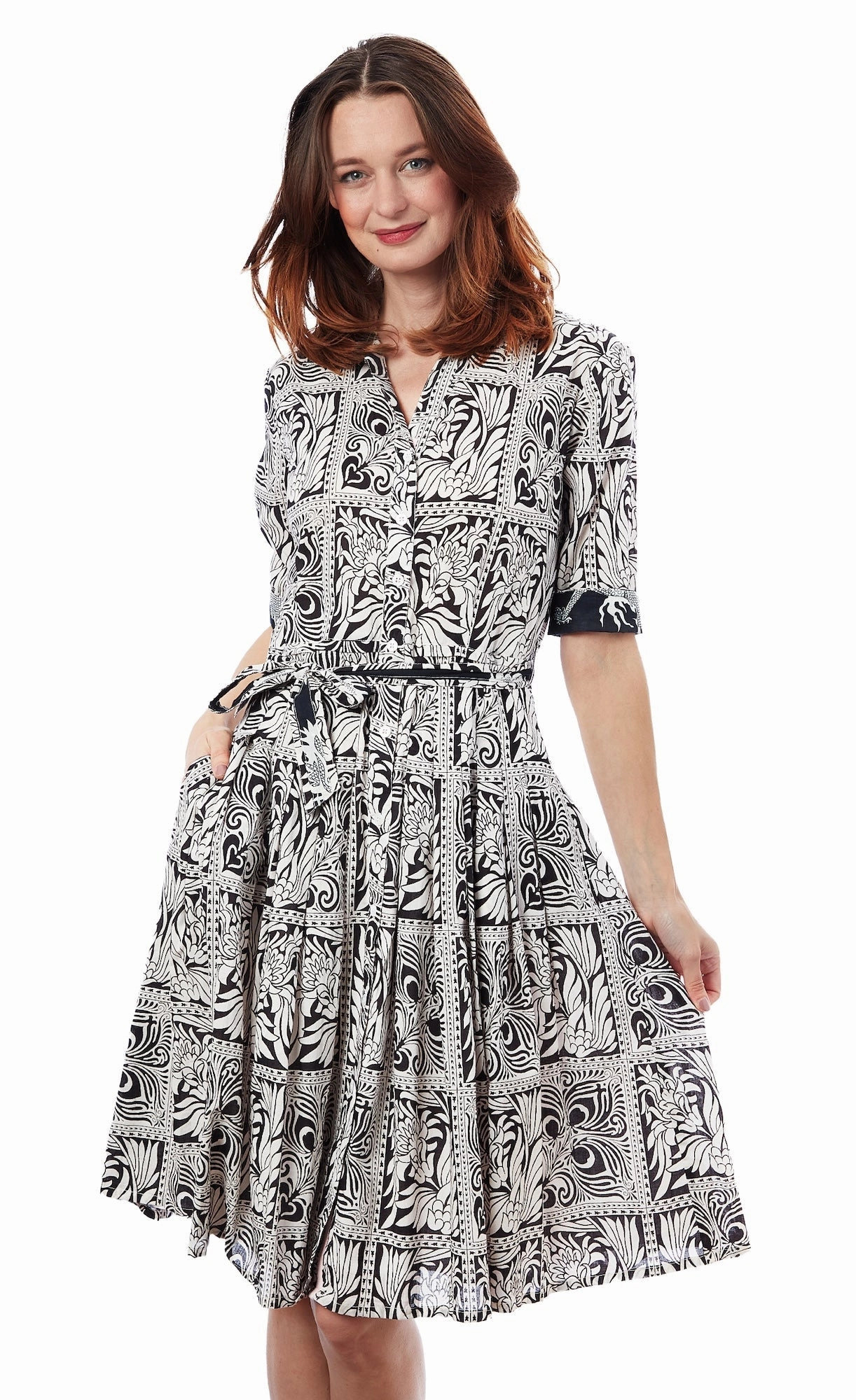 Mrs Maisel Dress - Black White Geo Print Easy Layering Piece