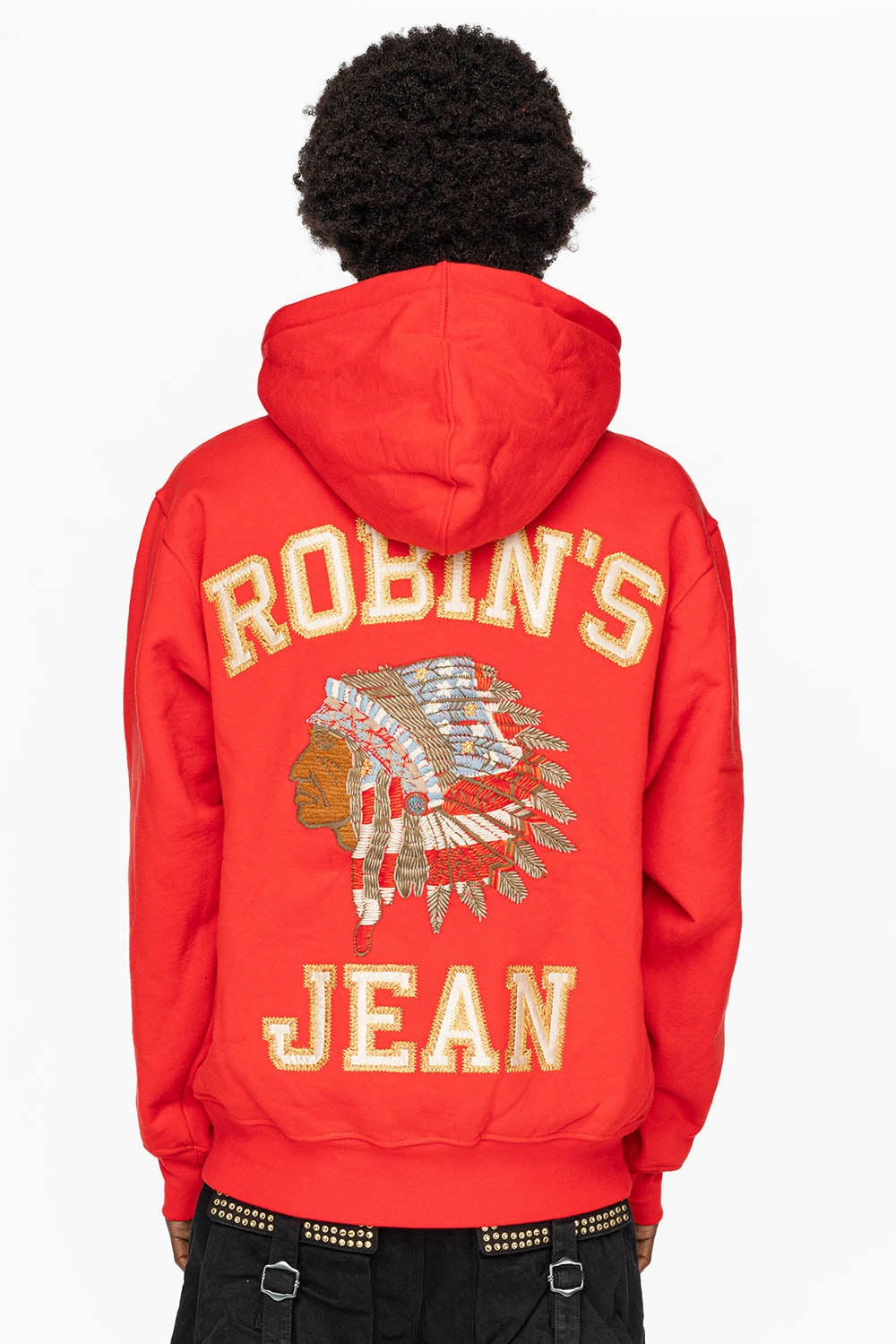 product cycling suitability Street Apparel ROBIN??S HEAVY WEIGHT NATIVE AMERICAN CHIEF PULLOVER HOODIE IN RED