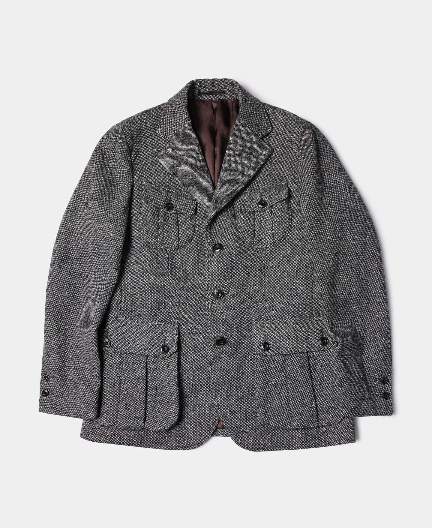 Reflective Zippers Coloured Speckle Tweed Safari Jacket