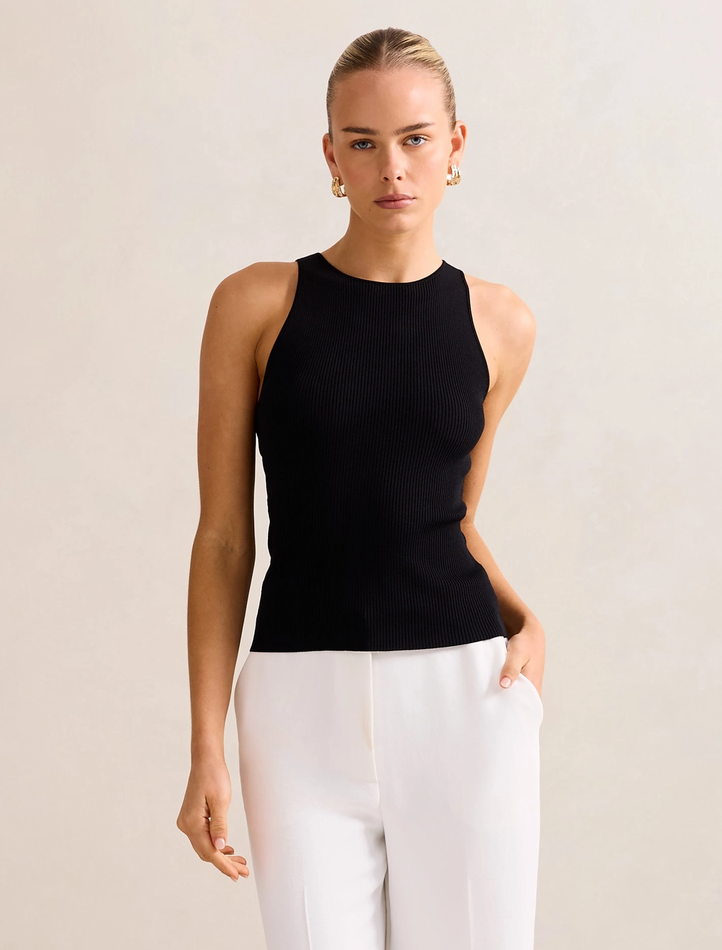 Carla Racer Knit Rib Tank Top LowImpact Manufacturing