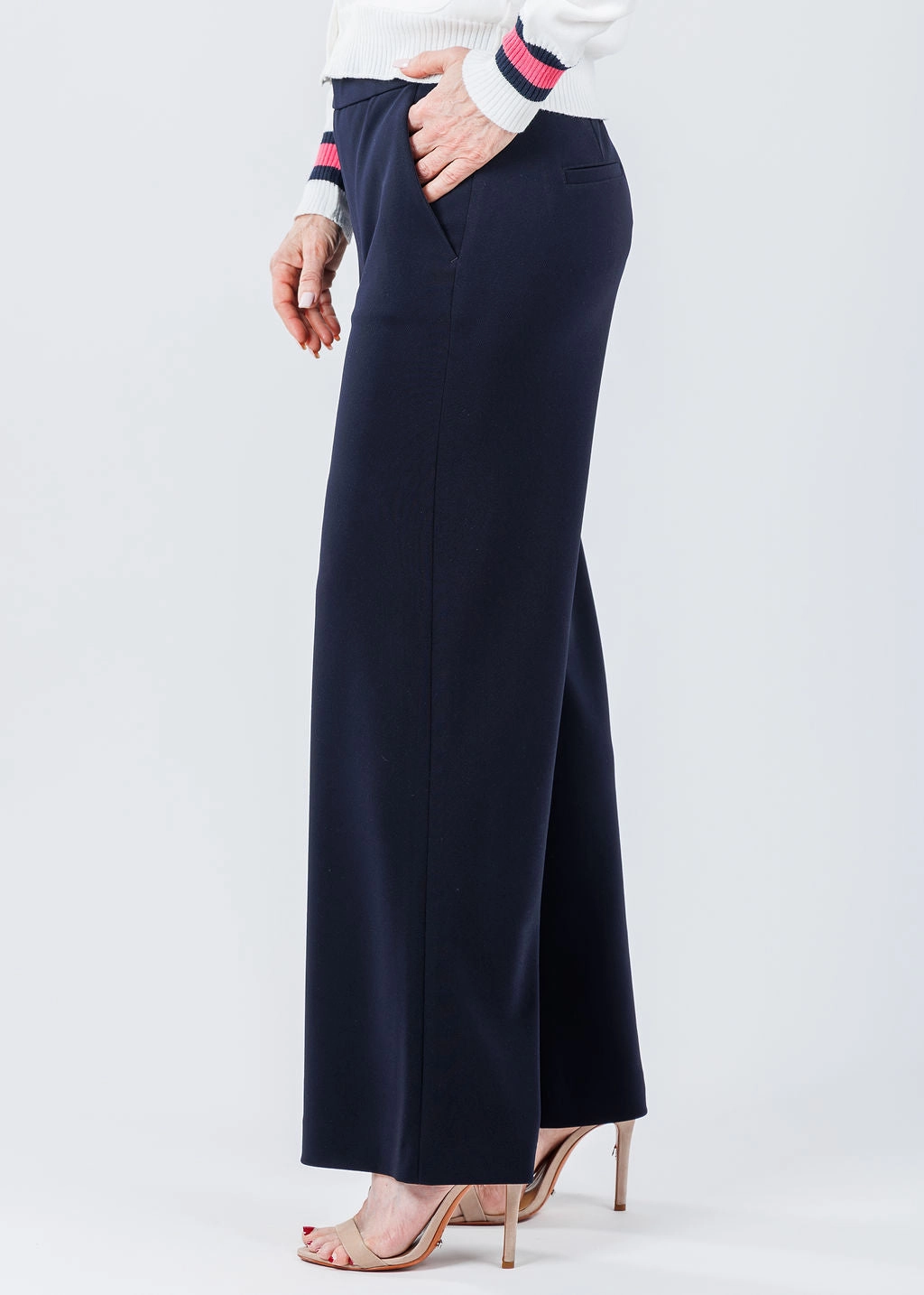 Smart Fit Casual Comfort Wear Sally 7/8 High Tech Jersey Pants - Marine