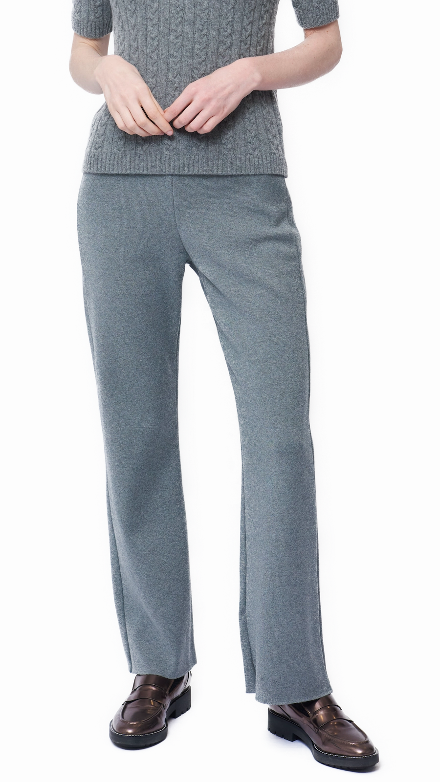 Anti Snag Threading Monique Milano-Knit Boot Leg  Pants - Gray