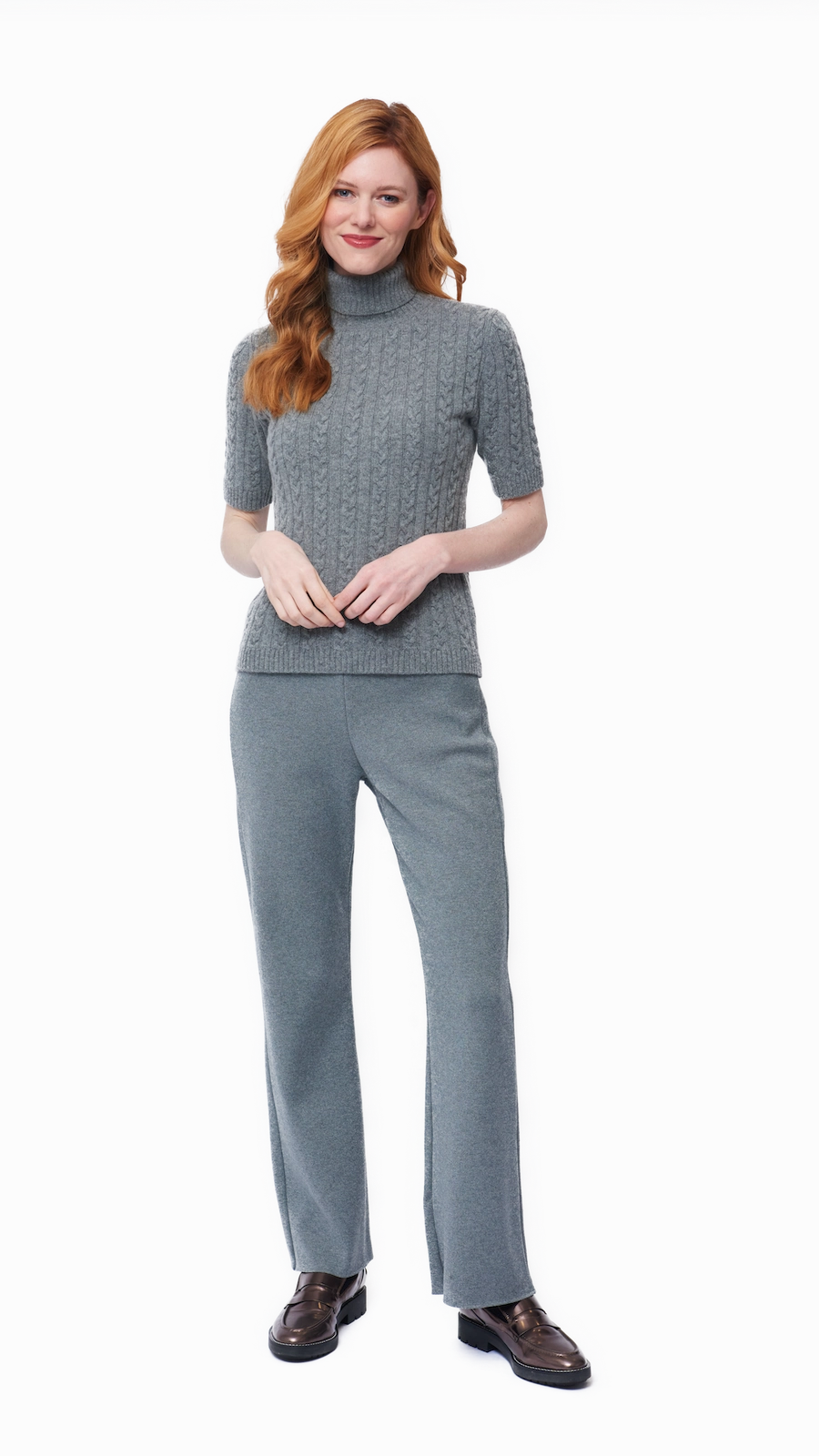 Everyday Essential Monique Milano-Knit Boot Leg  Pants - Gray