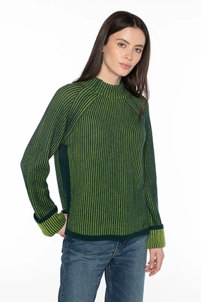 Soft Comfort Fit Micro Gauge Knitting Plaited Rib Funnel Sweater
