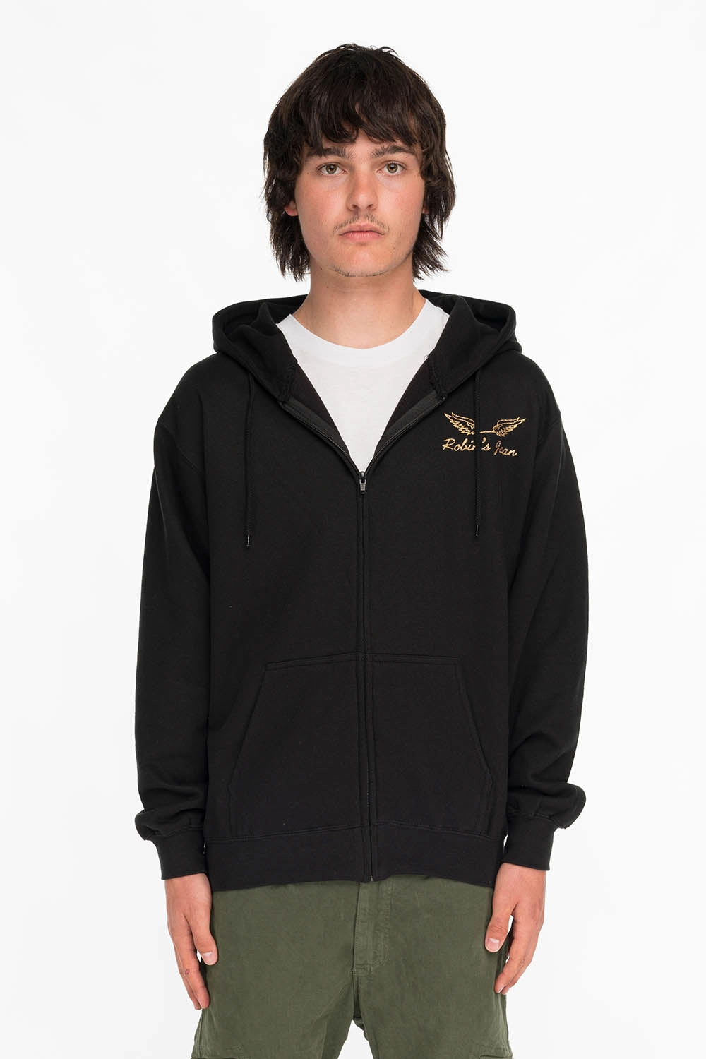 Seasonal Collection ROBINS SNAKE SKULL GOLD GLITTER ZIP HOODIE IN BLACK