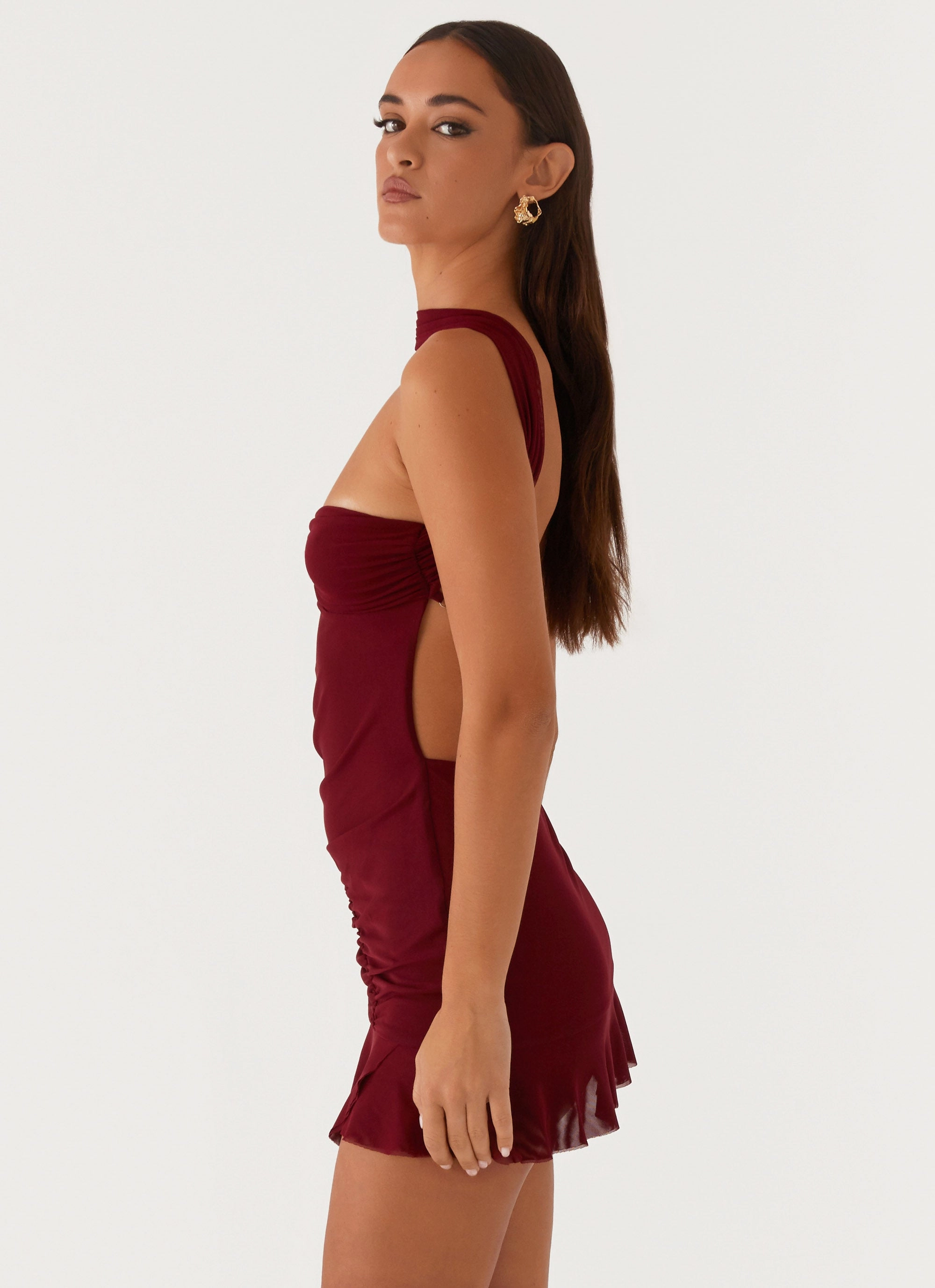 Pure Color Pari Open Back Mini Dress - Mulberry