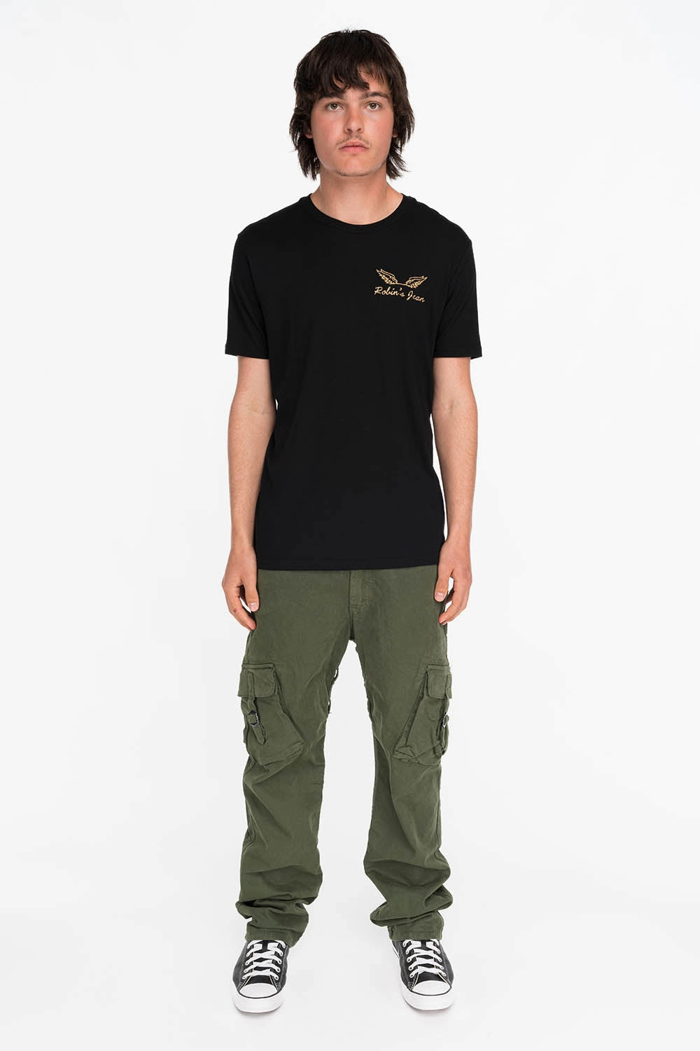 GOLD GLITTER FLEUR TEE WITH WINGS ON BACK IN BLACK Timeless Fashion Formal Occasion