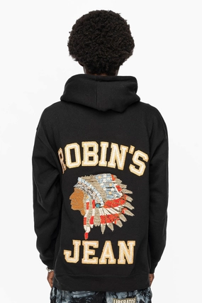 product satin lining luxury performance test ROBIN??S HEAVY WEIGHT  NATIVE AMERICAN CHIEF PULLOVER HOODIE IN BLACK