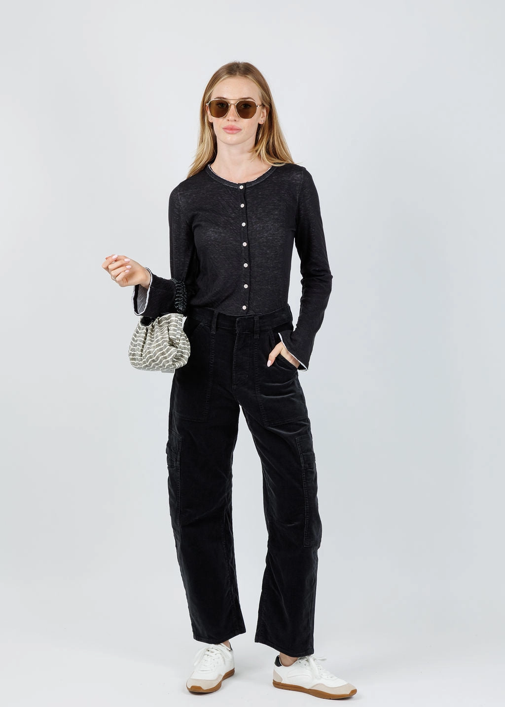 Marcelle Low Slung Easy Cargo Corduroy - Charcoal MultiPocketSystem