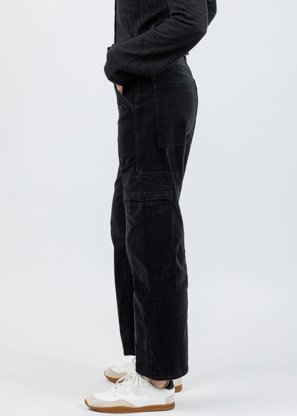 Seasonal Basic Marcelle Low Slung Easy Cargo Corduroy - Charcoal