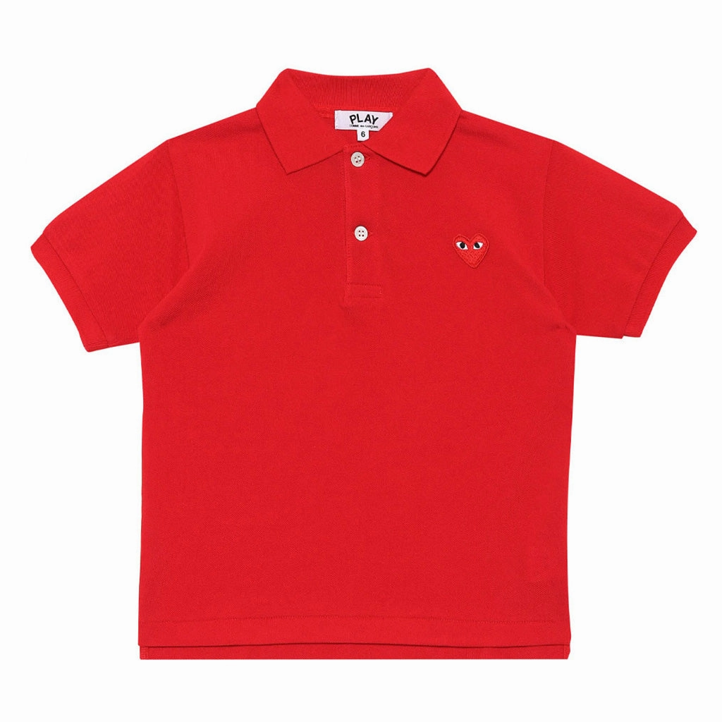 Comme Des Gar?ons Play Kids Heart Logo Polo-Shirt Tear Resistant Reinforcement Non Chafing Side Seams