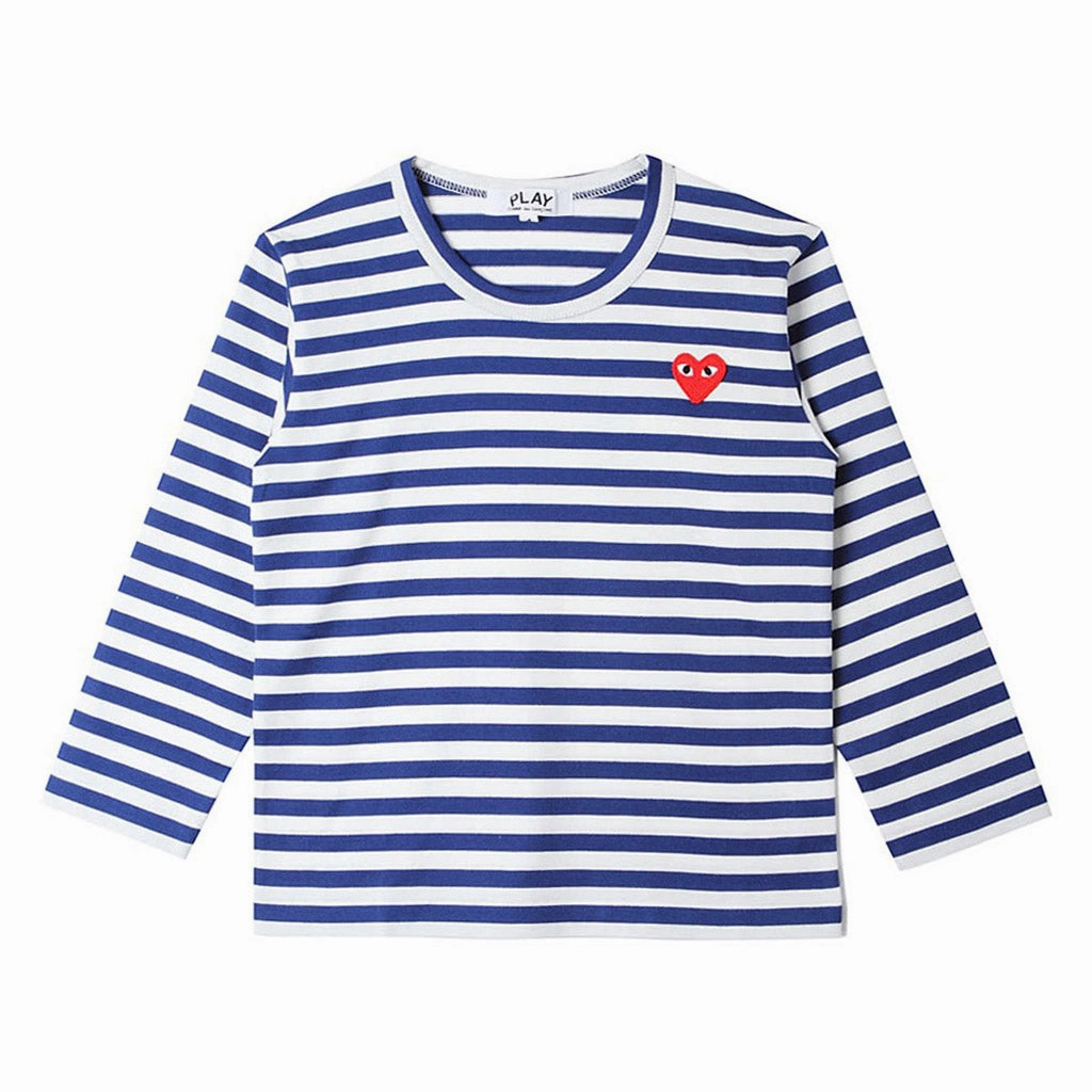 Comme Des Gar?ons Play Kids Striped Heart Logo T-Shirt short sleeved Biodegradable Textile
