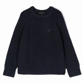 Emporio Armani Junior Long Sleeve Knitted Sweater Abrasion Resistant Edges