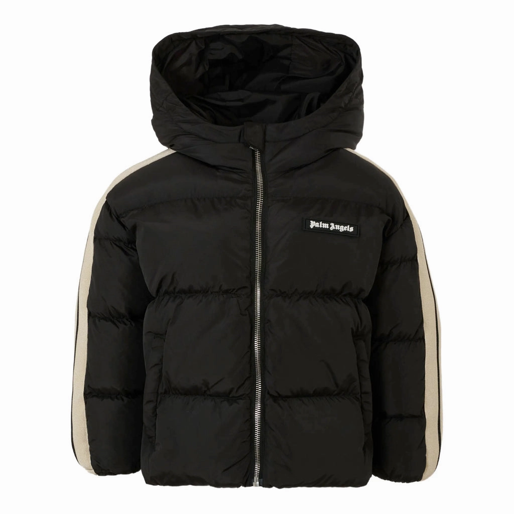 Palm Angels Kids PA Track Hooded Puffer Jacket Seamless Design
