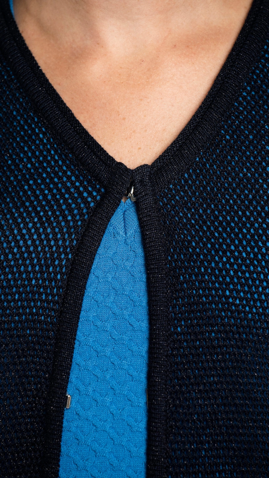 CONTEMPO Dahlia Mesh Long Cardigan - Shimmery Navy Seasonal Layers Seasonal Warmth