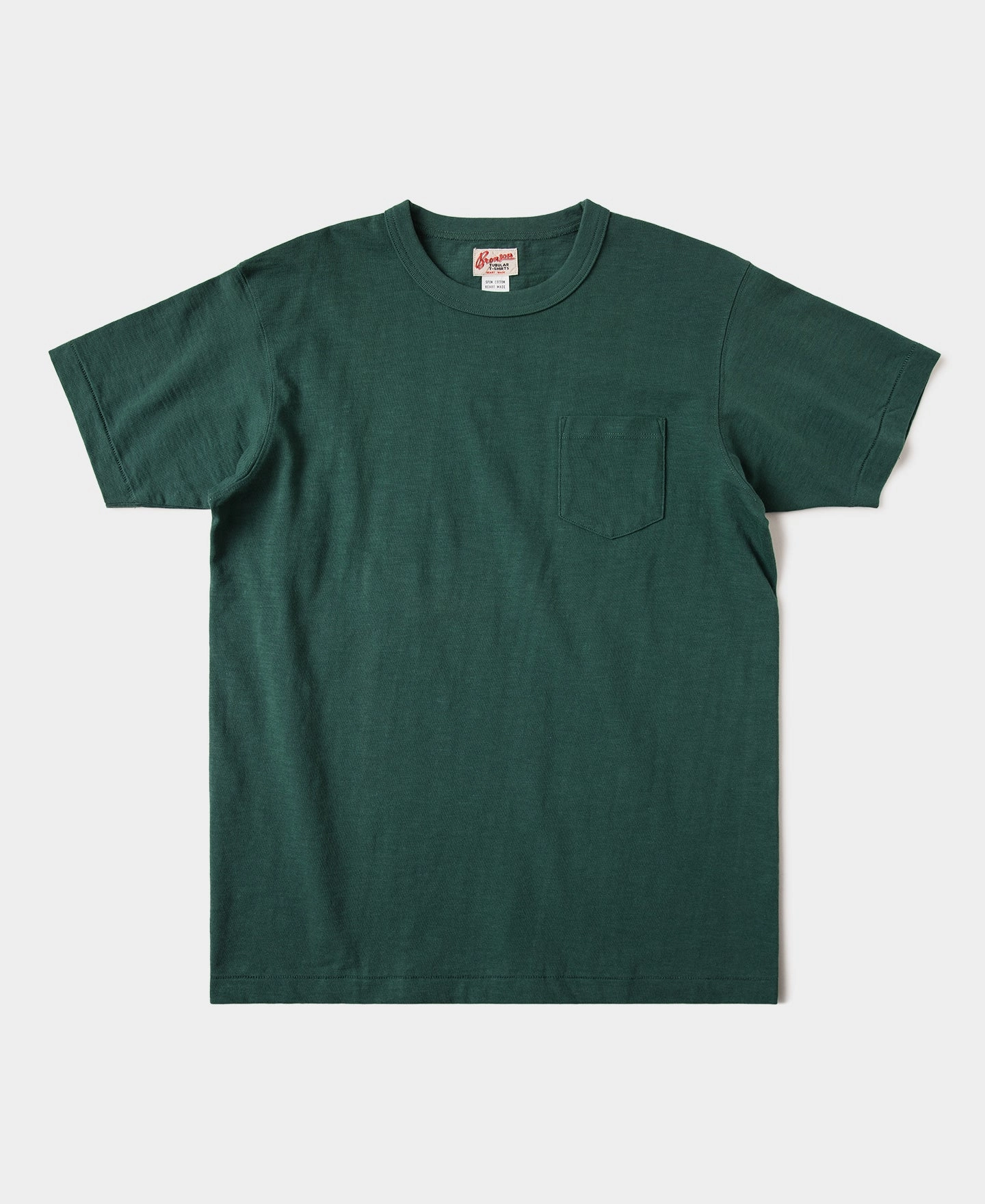 Loopwheel Tubular Slub Cotton Pocket T-Shirt - Green Fit Flex